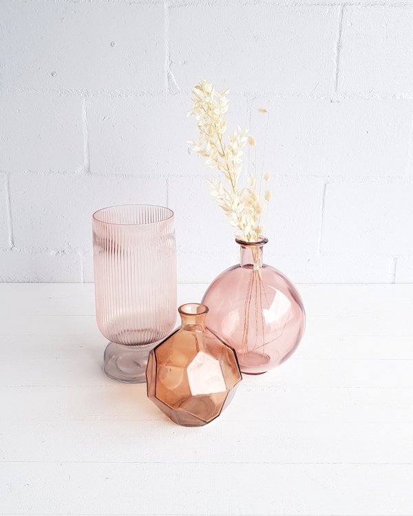 glass vases - recycled - blush and grey - muse decor hire copy-1.jpg